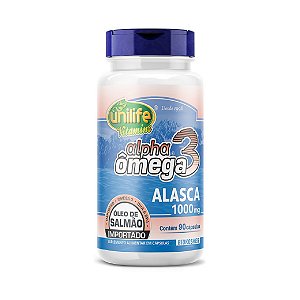 Suplemento Alpha Ômega 3 Óleo de Salmão Importado Unilife Alasca 1000mg 90 Cápsulas