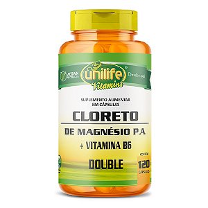 Suplemento Alimentar Cloreto de Magnésio P.A. Double + Vitamina B6 Unilife 810mg 120 Cápsulas