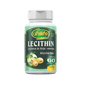 Suplemento Alimentar Lecithin Lecitina de Soja 1000mg Unilife 60 Cápsulas