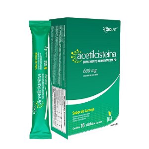 Suplemento Alimentar Acetilcisteína 600mg Sabor Laranja 16 Sticks De 5g Cada