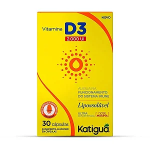 Suplemento Alimentar Vitamina D3 2.000 UI Katigua 30 Cápsulas