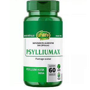 Suplemento Alimentar Psyllium Husk Psylliumax 900mg Unilife 60 Cápsulas