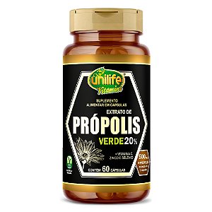 Suplemento Extrato de Própolis Verde Com Vitamina C, Zinco e Selênio 500mg Unilife 60 Cápsulas