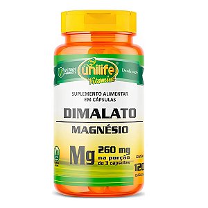 Suplemento Alimentar Magnésio Dimalato 810mg Unilife 120 Cápsulas