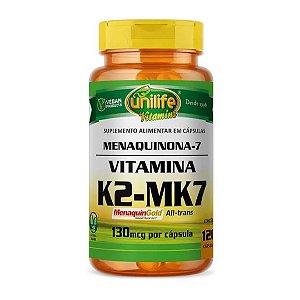 Suplemento Menaquinona-7 Vitamina K2-MK7 500mg Unilife 60 Cápsulas