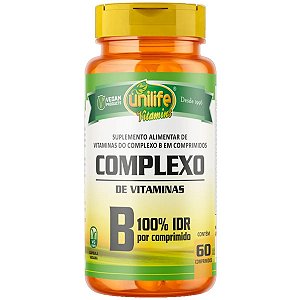 Suplemento Alimentar Complexo B 100% IDR 500mg Unilife 60 Comprimidos