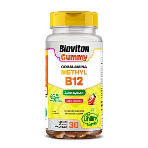 Suplemento Bioviton Gummy Cobalamina Vitamina Methyl B12 Sabor Morango Unilife 30 Gomas Mastigáveis