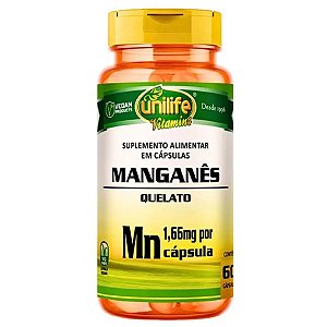 Suplmento Alimentar Manganês Quelato 500mg Unilife 60 Cápsulas