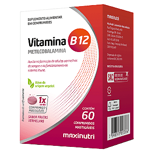 Suplemento Alimentar Vitamina B12 Metilcobalamina Maxinutri 60 Comprimidos Mástigaveis