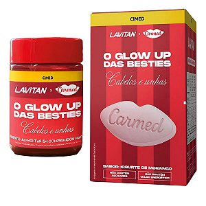 Suplemento Lavitan Carmed Cabelos e Unhas Sabor Iogurte de Morango 60 Comprimidos Mastigáveis