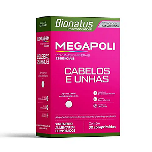 Suplemento Alimentar Megapoli Cabelos e Unhas Bionatus 30 Comprimidos