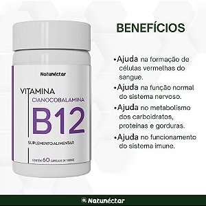 Suplemento Alimentar Vitamina B12 Cianocobalamina Natunéctar 60 Cápsulas