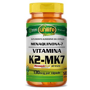 Suplemento Alimentar Menaquinona-7 Vitamina K2-MK7 Unilife 120 Cápsulas