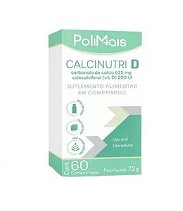 Suplemento Alimentar Calcinutri D 625mg+200UI PoliMais 60 Comprimidos