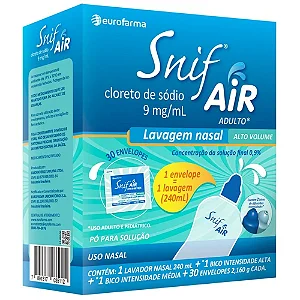 Snif Air Adulto Com 1 Lavador Nasal 240ml + 30 Envelopes
