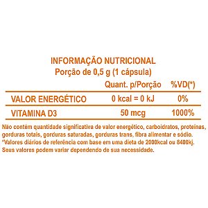 Suplemento Alimentar Vitamina D 2000UI Natunéctar 60 Cápsulas
