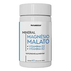 Suplemento Alimentar Magnésio Malato Vitamina D3 + Vitamina K2 Natunéctar 60 Cápsulas