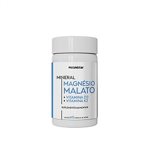 Suplemento Alimentar Magnésio Malato Vitamina D3 + Vitamina K2 Natunéctar 60 Cápsulas