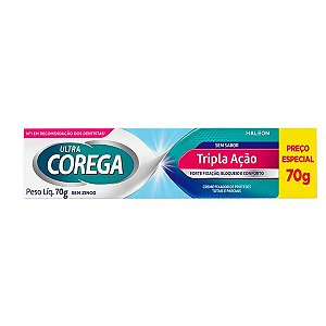 Creme Fixador Ultra Corega Tripla Ação Sem Sabor 70g