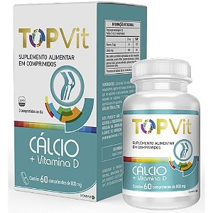 Suplemento Alimentar Carbonato Cálcio + Vitamina D 800mg Topvit 60 Cápsulas