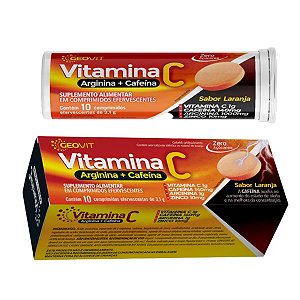 Suplemento Alimentar Vitamina C Sabor Laranja Geovit 10 Comprimidos Efervecentes