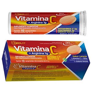 Suplemento Alimentar Vitamina C + Arginina 1g Geovit 10 Comprimidos Efervescentes