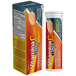Suplemento Alimentar Vitamina C + Zinco Sabor Laranja Geovit 10 Comprimidos Efervecentes