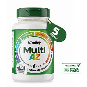 Multivitamínico Multi AZ Vitalizy 13 Vitaminas + 8 Minerais com 150 Comprimidos de 800mg