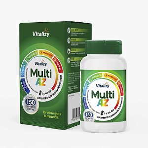 Multivitamínico Multi AZ Vitalizy 13 Vitaminas + 8 Minerais com 150 Comprimidos de 800mg