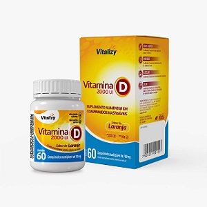 Vitamina D 2000 UI Vitalizy 60 Comprimidos Mastigáveis Sabor Laranja