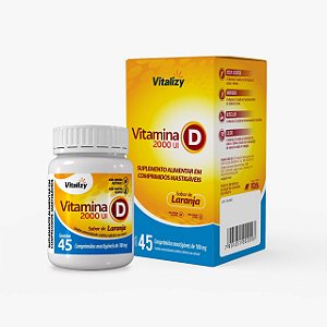 Vitamina D 2000 UI Vitalizy 45 Comprimidos Mastigáveis Sabor Laranja