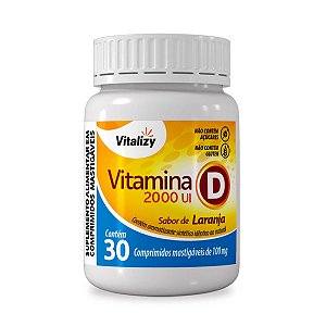 Vitamina D 2000 UI Vitalizy 30 Comprimidos Mastigáveis Sabor Laranja