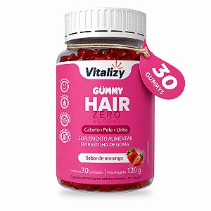 Gummy Hair Cabelo,Pele e Unhas 30 Gomas Zero Açúcar Biotina Colágeno e Vitaminas