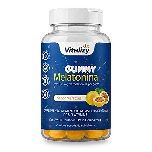 Gummy Melatonina Vitalizy Suplemento Alimentar Sabor Maracujá 30 Gomas Vegano