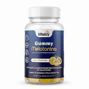 Gummy Melatonina Vitalizy Suplemento Alimentar Sabor Maracujá 30 Gomas Vegano