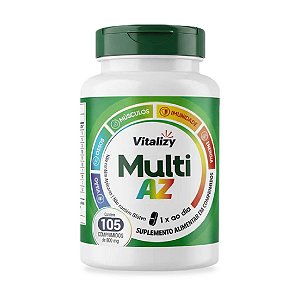 Multivitamínico Multi AZ Vitalizy 13 Vitaminas + 8 Minerais com 105 Comprimidos de 800mg