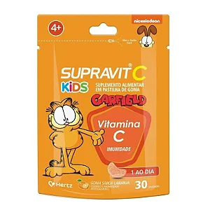 Suplemento Alimentar Supravit C Kids Sabor Laranja Garfield Sachê Com 30 Pastilhas de Gomas