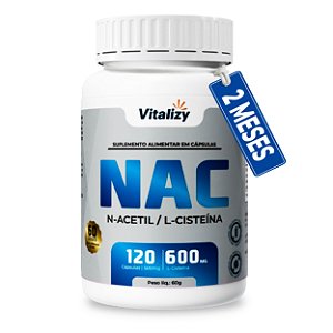 NAC N-Acetil L-Cisteína 600 mg com 120 cápsulas Vitalizy