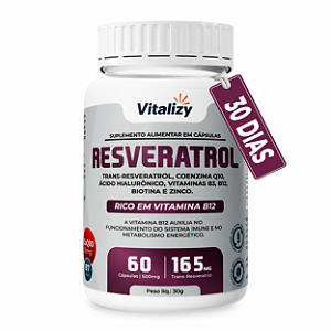 Resveratrol + COQ10 + Ácido Hialurônico com 60 cápsulas Vitalizy