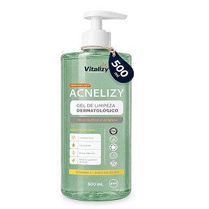 Gel de Limpeza Facial Dermatológico Acnelizy 500ml Vitalizy