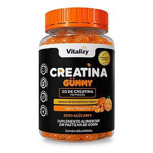 Creatina Gummy 3g Zero Açúcar 60 Gomas Sabor Tangerina Vitalizy