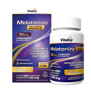 Melatonina Melatonizy 210mcg Sabor De Maracujá 200 Comprimidos Mastigáveis Vitalizy