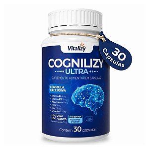 Cognilizy Ultra-L-Teanina 300mg Vitamina B6 B12 Ácido Fólico Ferro Iodo Suplemento Para Foco Concentração 30 Cápsulas
