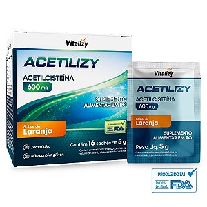 Nac Acetelizy Aceticisteína 600mg Sabor De Laranja 16 Sachês