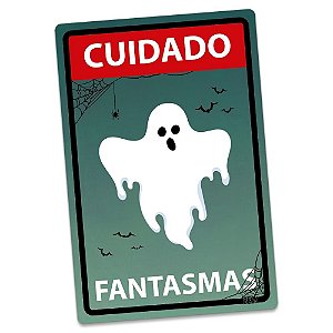 Placa Decorativa 24x16 HALLOWEEN Cuidado Fantasmas - NerdStop