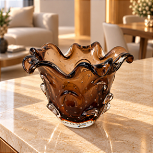 Cachepô Aspente em Cristal Murano - São Marcos 35 cm