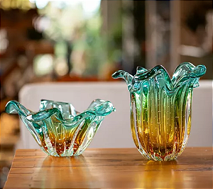 Centro de Mesa Arcatura Canoa em Cristal Murano - São Marcos 26 cm