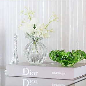 Vaso Trouxinha Vortice em Cristal Murano - São Marcos 21 cm