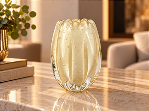 Vaso Flora em Cristal Murano - São Marcos