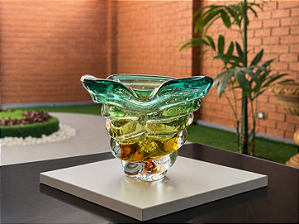 Cachepô Escama em Cristal Murano - São Marcos